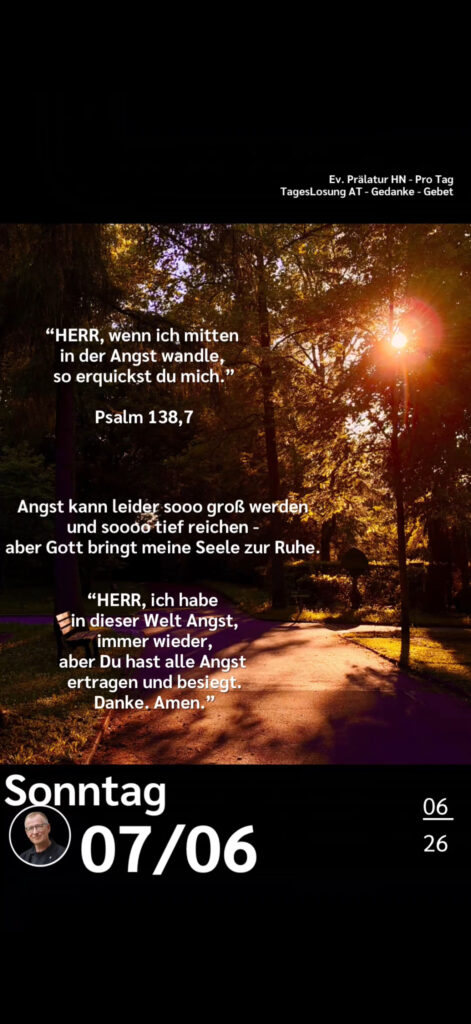 Die heutige Losung der Herrnhuter Brüdergemeine. Dazu ein paar Gedanken von Ralf Albrecht, dem Prälaten von Heilbronn, sowie einem von ihm verfassten Gebet.