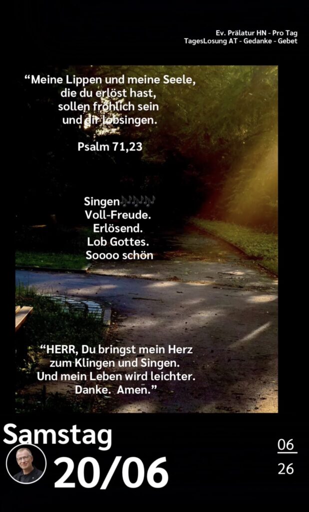 Die heutige Losung der Herrnhuter Brüdergemeine. Dazu ein paar Gedanken von Ralf Albrecht, dem Prälaten von Heilbronn, sowie einem von ihm verfassten Gebet.